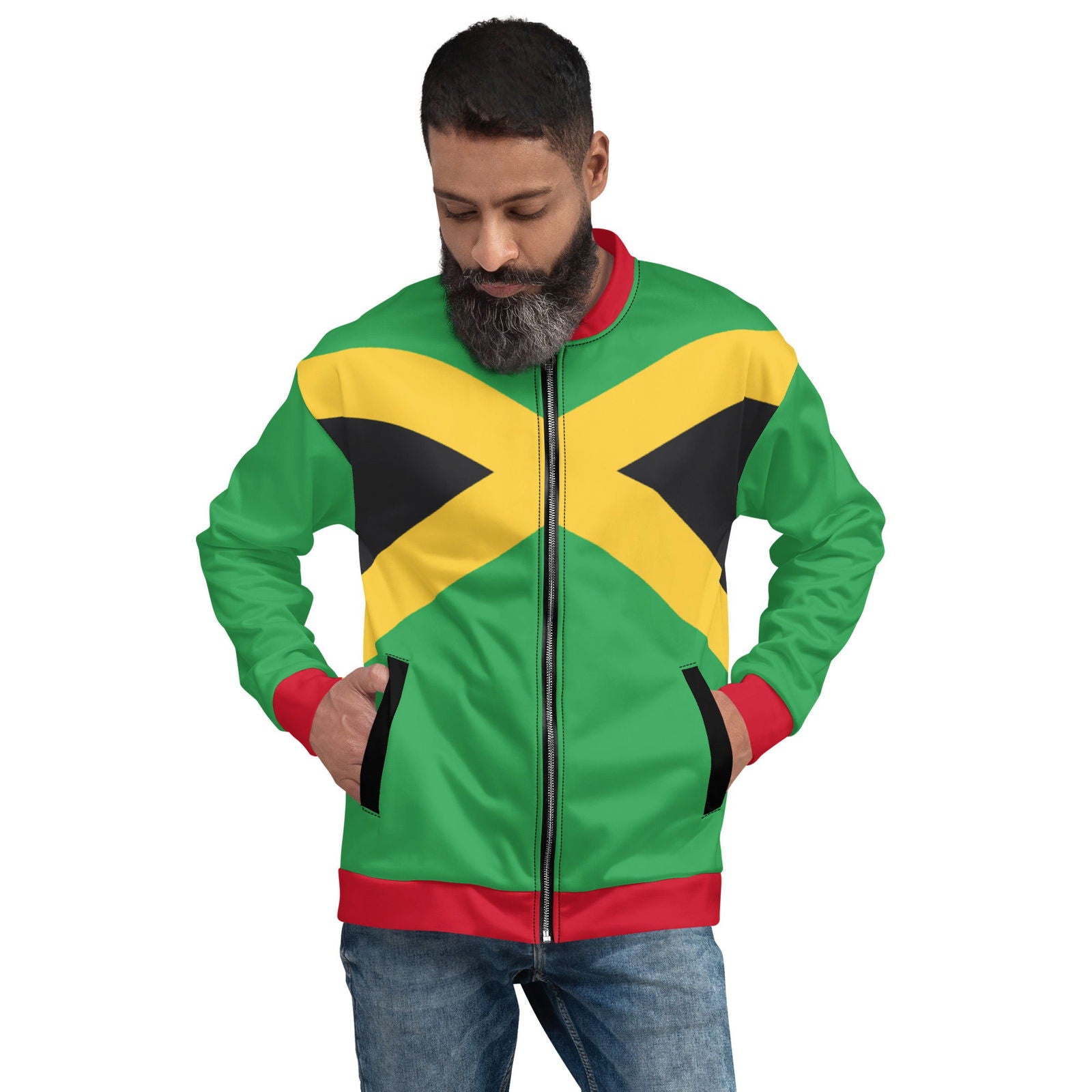 Jamaica flag inspired bomber jacket unisex fit