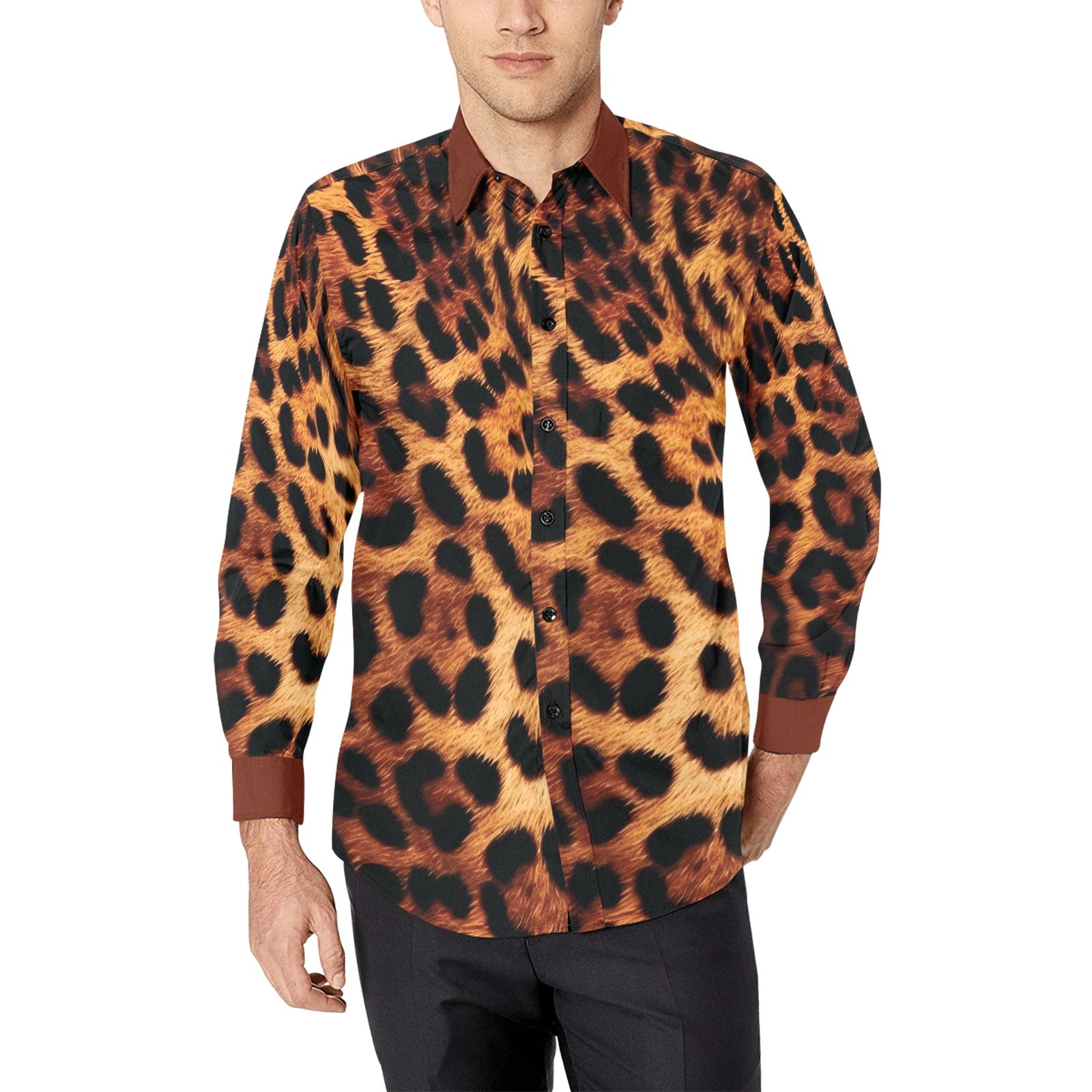 HOT Leopard Shirt For Men Tiger Print Dress Shirt Leopard Print