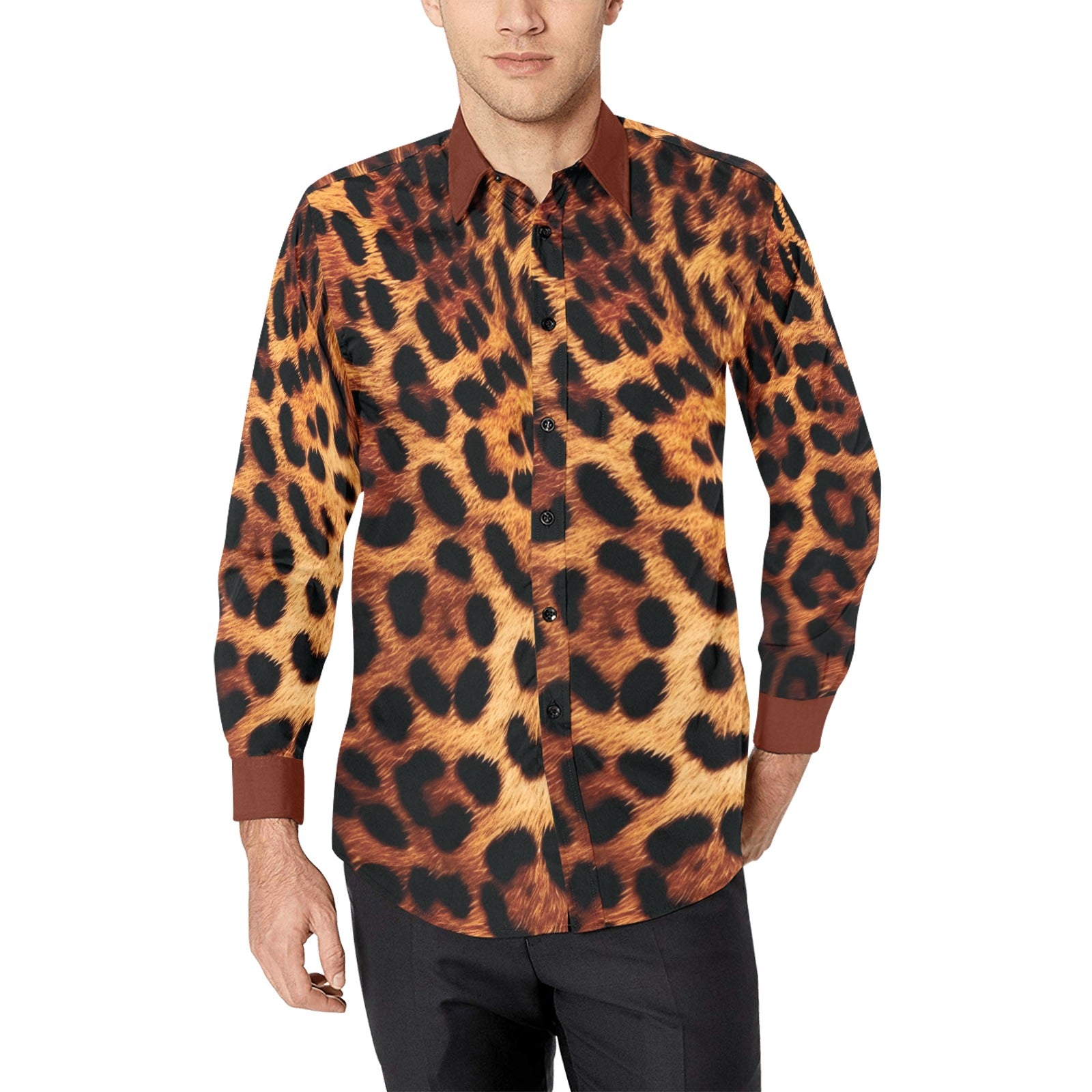 Leopard print dress shirt for parties and casual wear