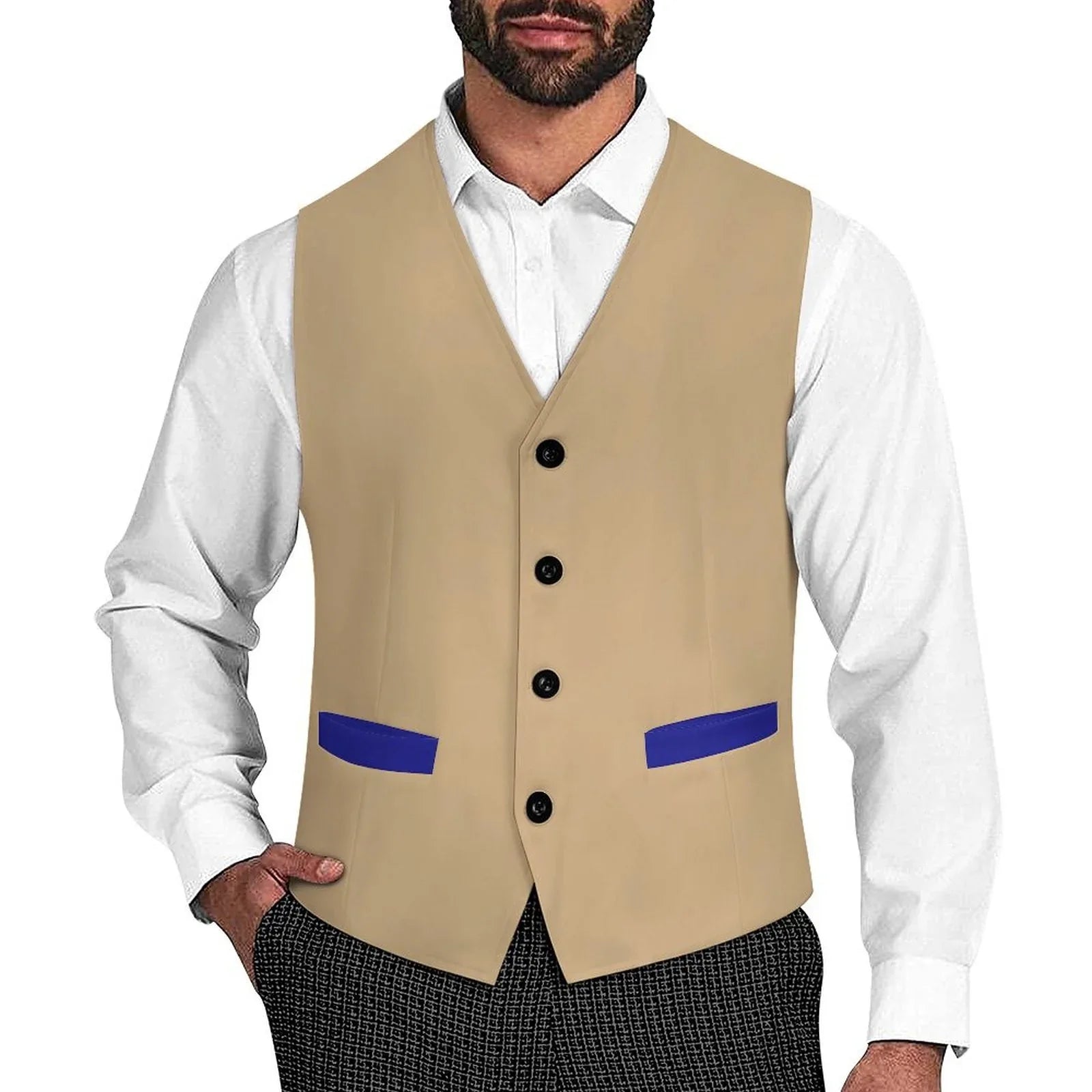 Light Brown Sleeveless Suit Vest