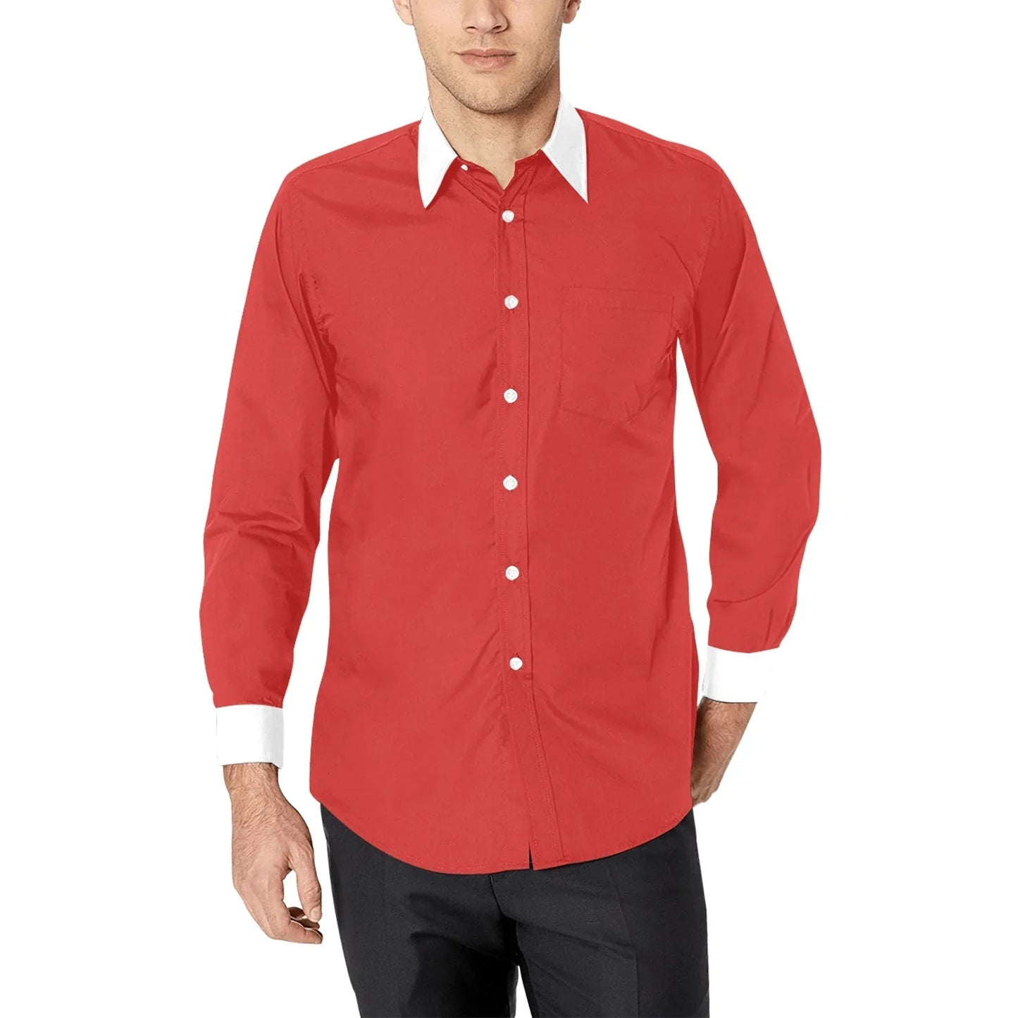 red and white dress shirt Red Dress Shirt With White Collar And Cuffs