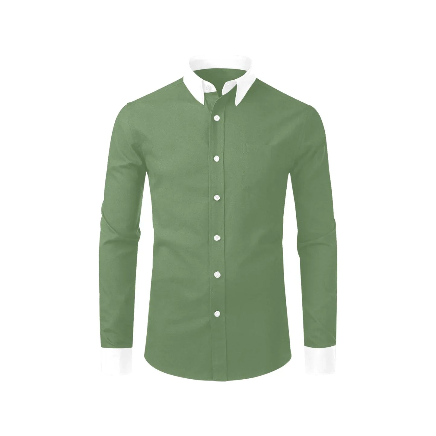 Olive Green Dress Shirt with White Collar and Cuffs | YVDdesign XL Olive Green Dress Shirt with White Collar and Cuffs | YVDdesign XL