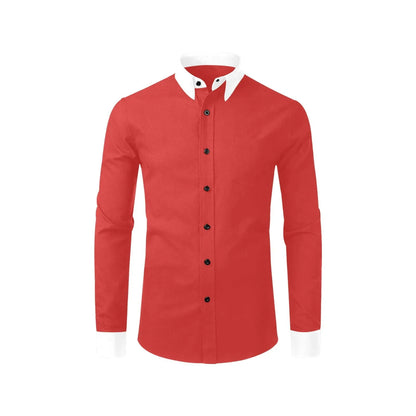 red collar dress shirt Mens Short Sleeve Roman Collar Clerical Shirt (Red)
