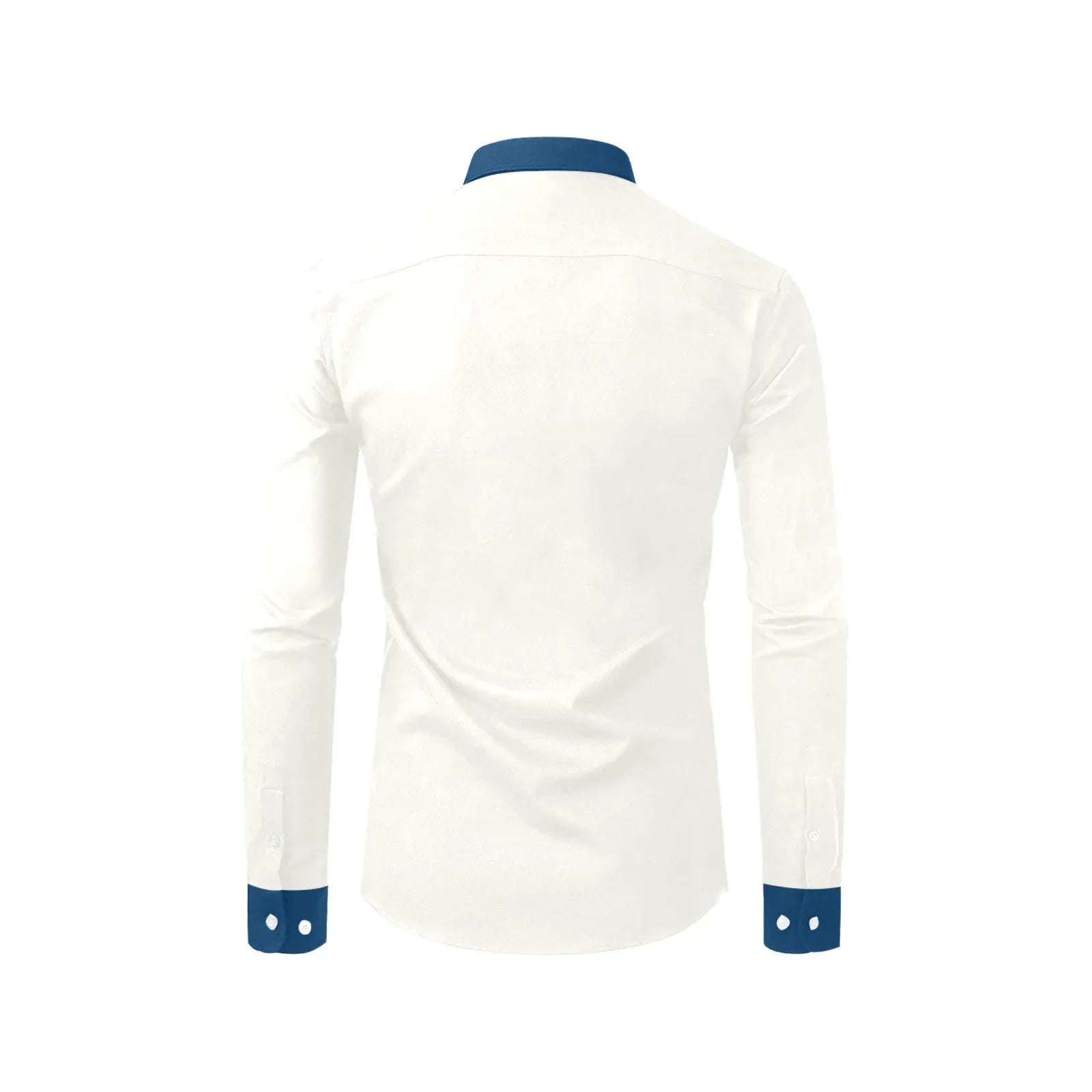 Off-white Dress Shirt With Navy Blue Collar And Cuffs Off-white Dress Shirt With Navy Blue Collar And Cuffs
