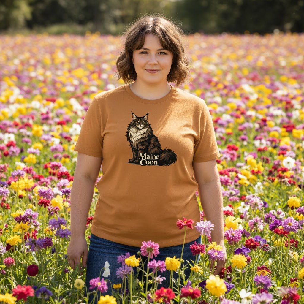 Majestic Maine Coon cat graphic tee premium cotton