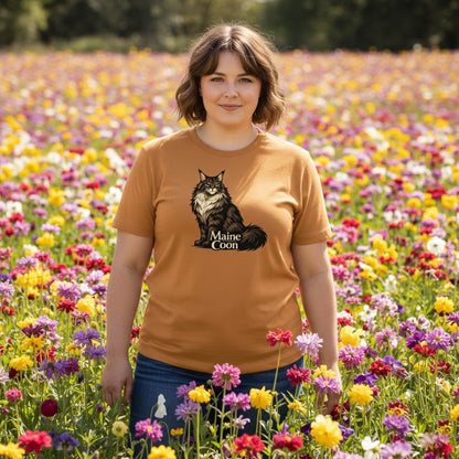 Majestic Maine Coon cat graphic tee premium cotton