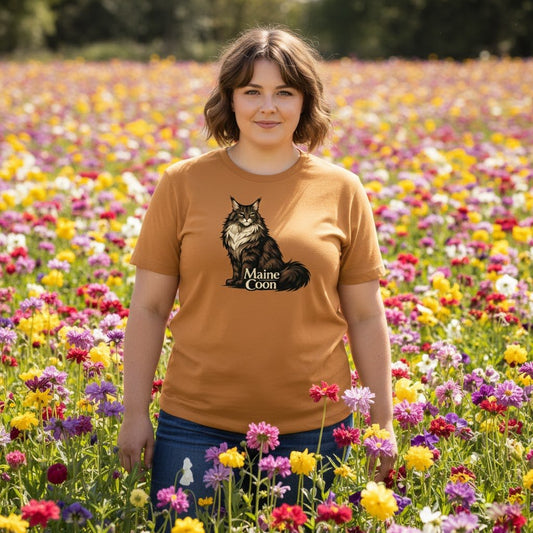 Majestic Maine Coon cat graphic tee premium cotton