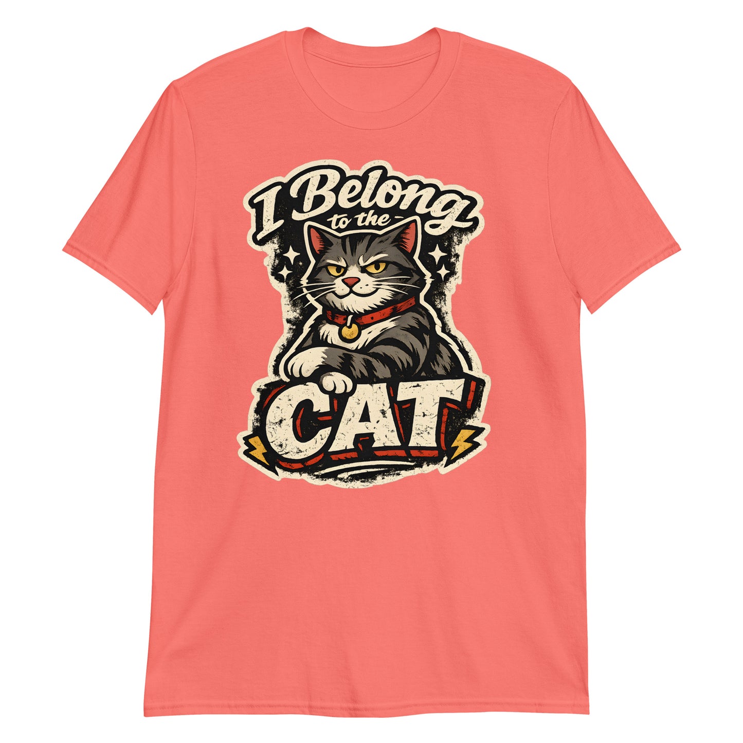 Masculine retro cat t-shirt for proud cat dads