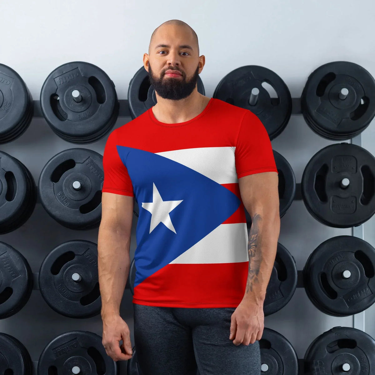 Men's Puerto Rico heritage T-shirt featuring the island's flag