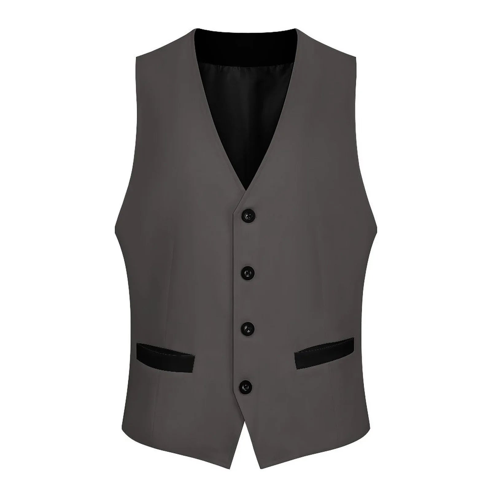 Grey Sleeveless Suit Vest | Black Pockets Accents | YVDdesign Grey / S Grey Sleeveless Suit Vest | Black Pockets Accents | YVDdesign Grey / S