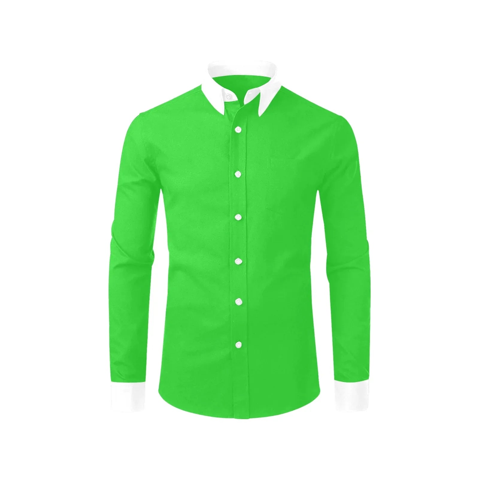 Light Green Dress Shirt With White Collar And Cuffs