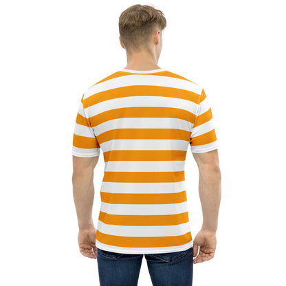 Men's orange and white horizontal striped shirt regular fit