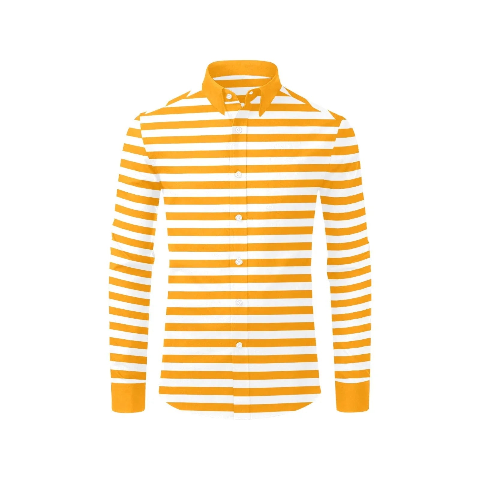 Men's Horizontal Orange Striped Dress Shirt