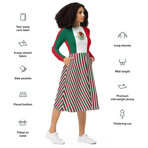 Mexican Dress With Mexico Flag Print