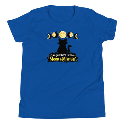 Moon phases black cat youth t-shirt graphic design