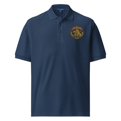 Navy Armenian heritage embroidered polo shirt with lion crest