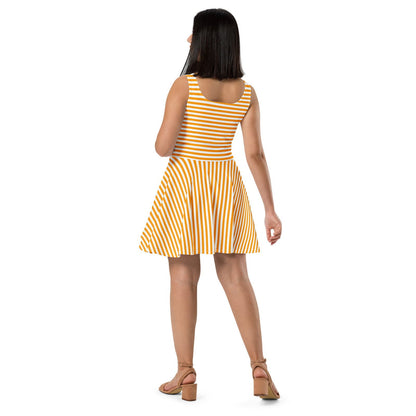 Orange Striped Skater Dress 