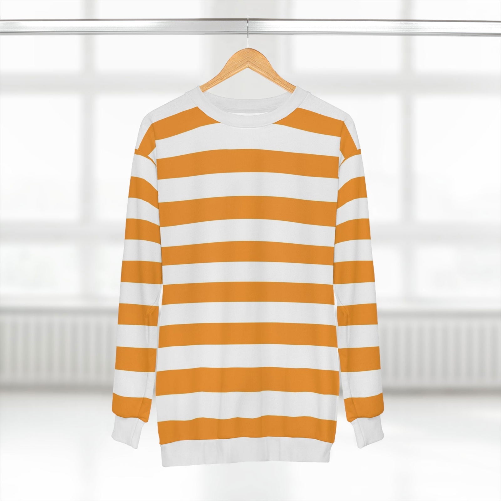 Yellow & Orange striped 2024 vintage crewneck sweaters for men, Large