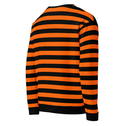 Orange and black striped sweater for casual everyday wear