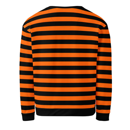 Orange black sweatshirt with all-over striped design