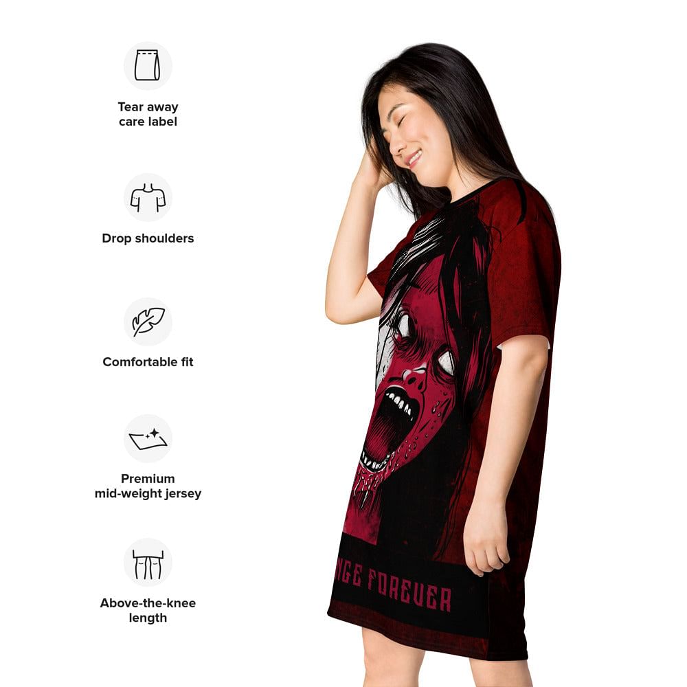 Oversized T-Shirt Dress / Screaming Girl / Soft Goth Style