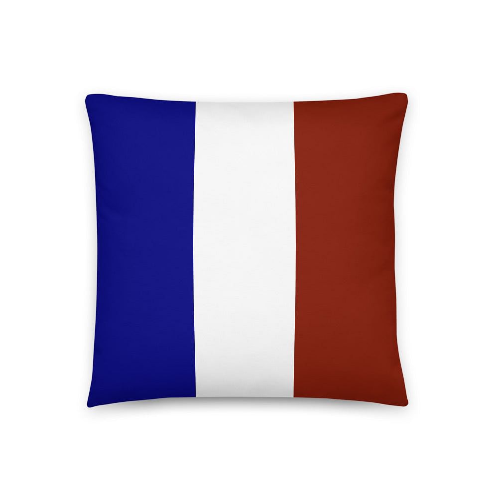 Patriotic France-themed throw pillow in living room