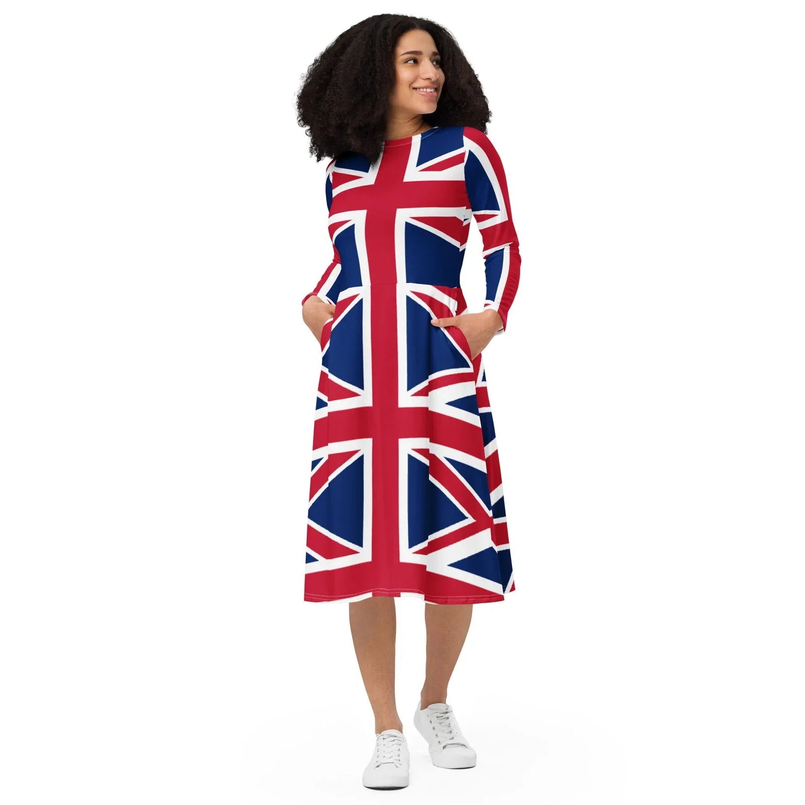 Plus size Union Jack dress sizes 2XS to 6XL long sleeve