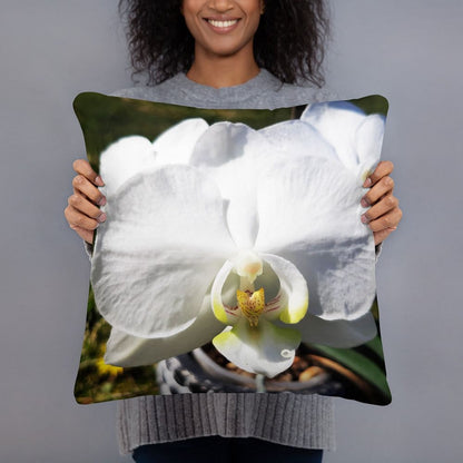 Polyester Pillow With Orchid Flower Print