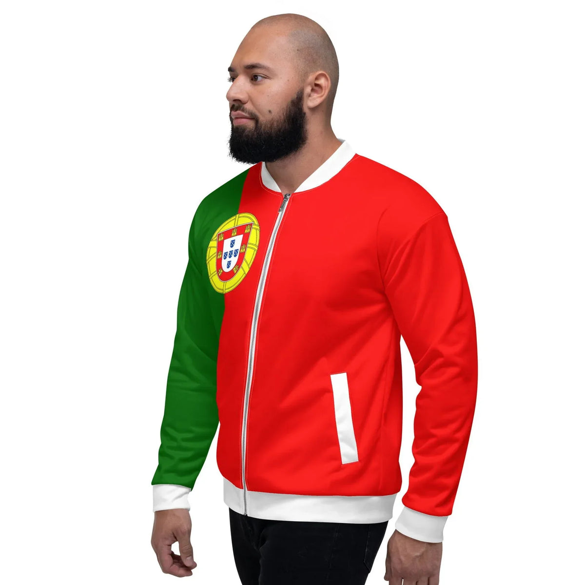 Portuguese bomber jacket with red and green flag colors