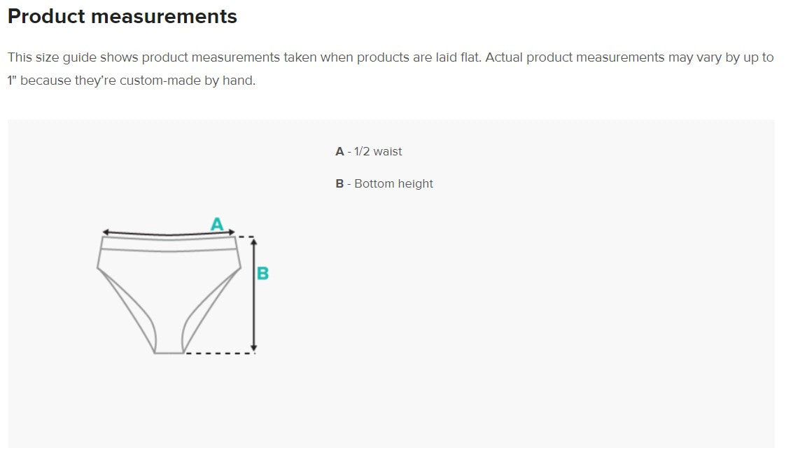 Product measurements bikini bottom