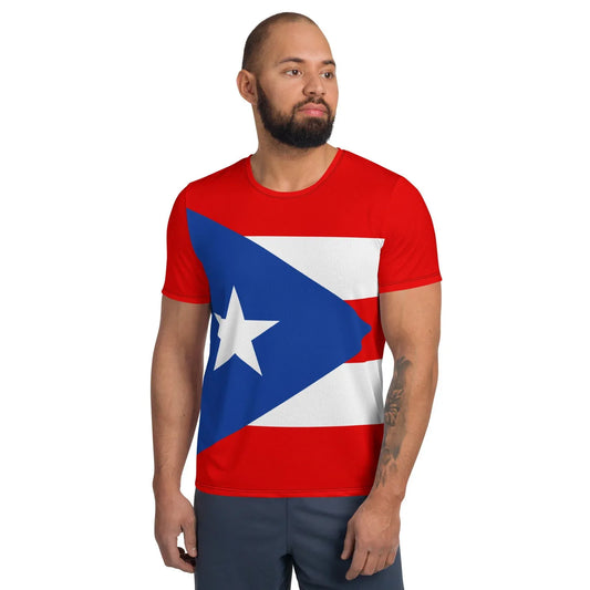 Puerto Rican flag T-shirt for men with an all-over patriotic print