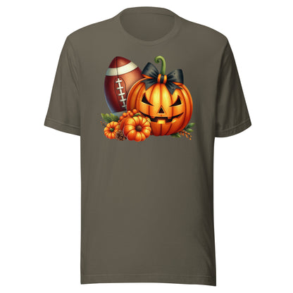 Pumpkin head and football themed Halloween shirt