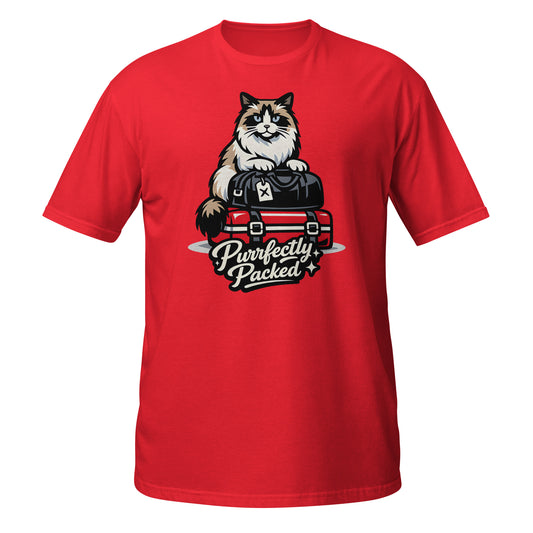 Red ragdoll cat t shirt for travel adventures