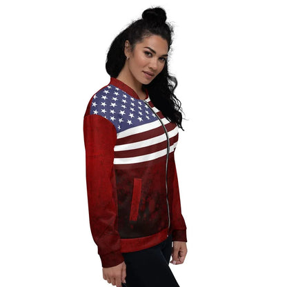 Red white and blue American flag jacket