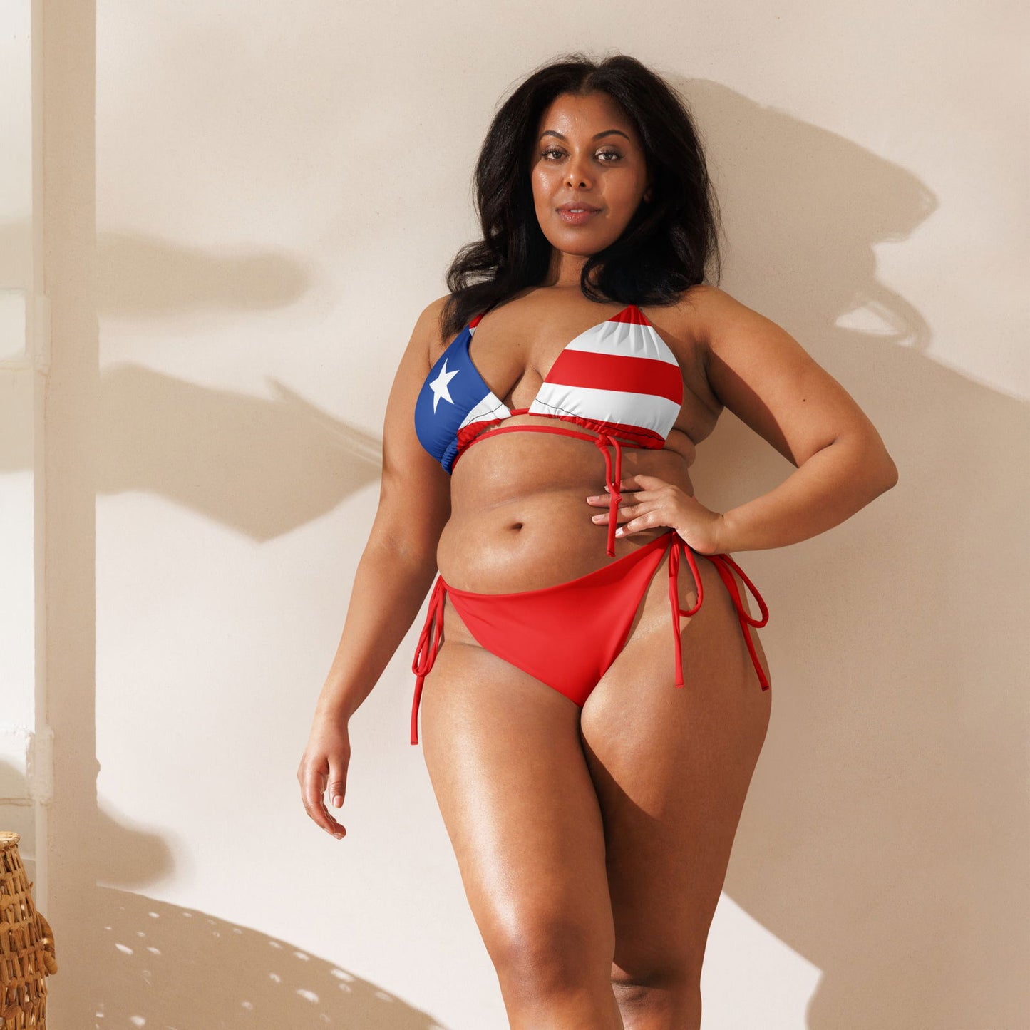 Repurposed Fabric Puerto Rican Flag Swimwear