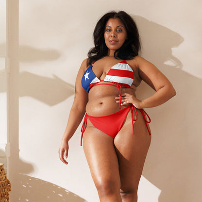 Repurposed Fabric Puerto Rican Flag Swimwear