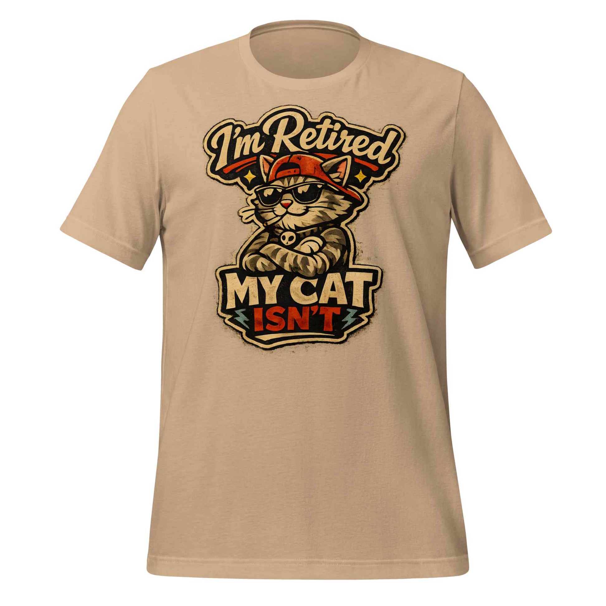 Retired t shirt with cat print humorous retirement clothing