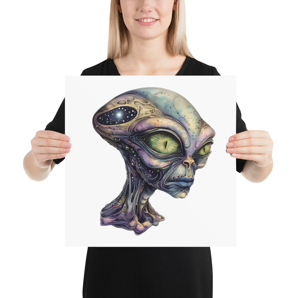 Retro Sci-Fi Poster – Alien Queen Head Design