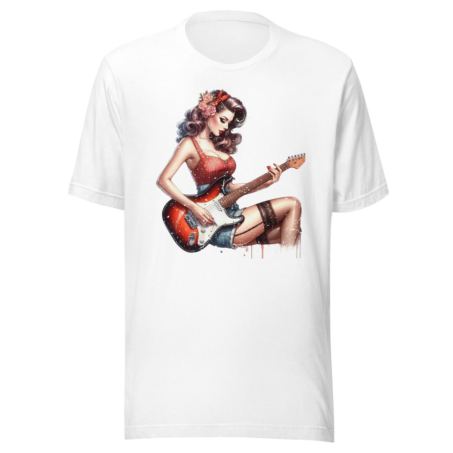 Retro guitar girl t-shirt for women