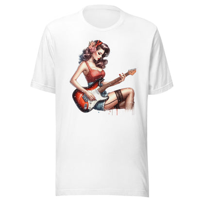 Retro guitar girl t-shirt for women