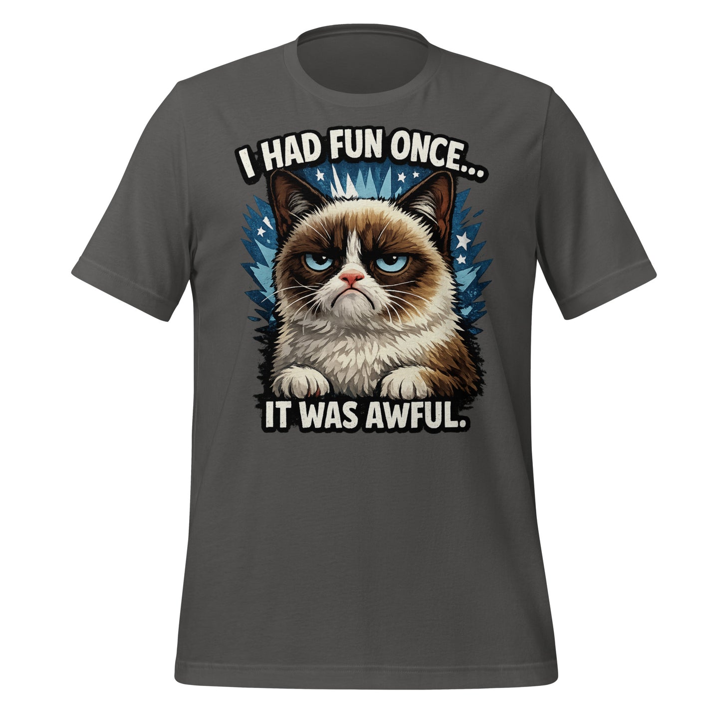 Sarcastic cat meme shirt printed on brown t-shirt