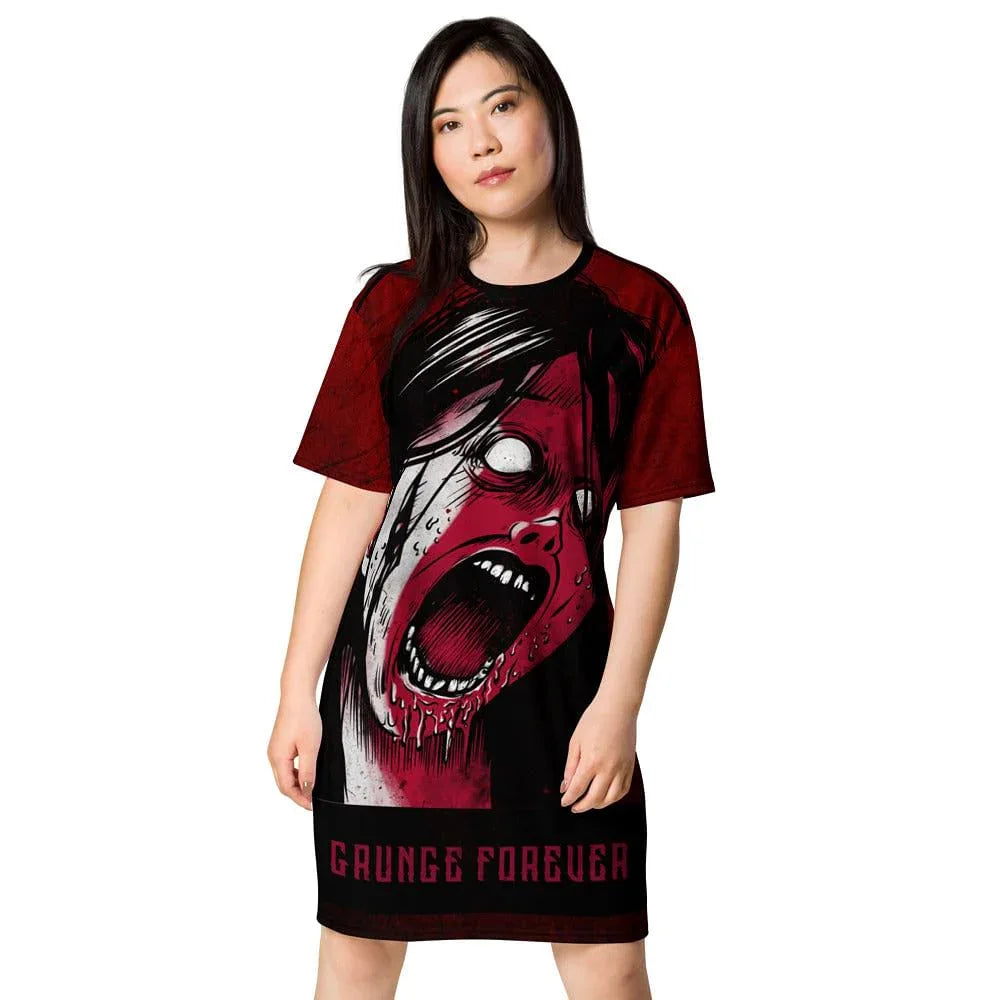 Screaming girl oversized t-shirt dress soft goth grunge style