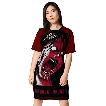 Screaming girl oversized t-shirt dress soft goth grunge style