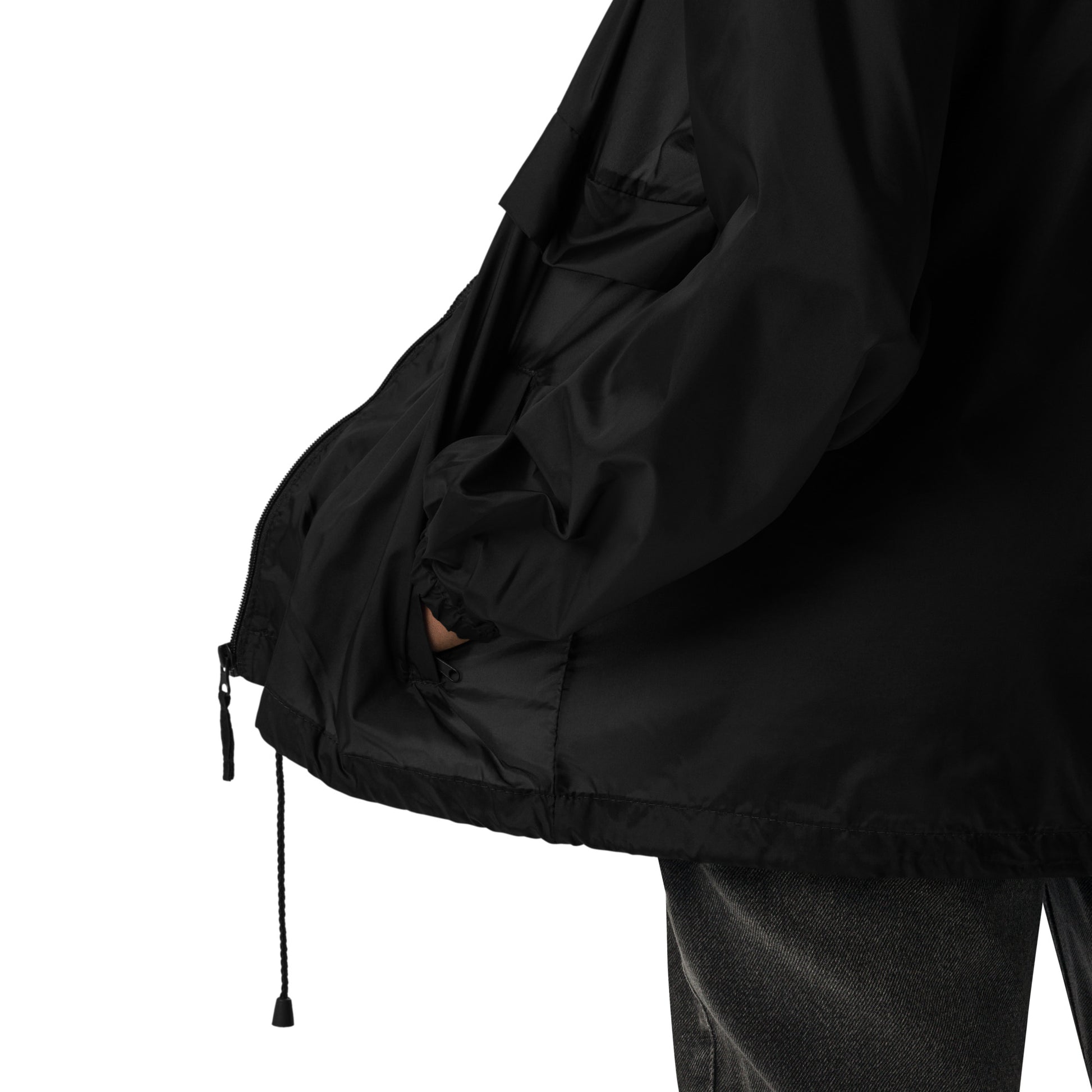Secure zippered side pocket on Armenian Pride windbreaker jacket for everyday essentials