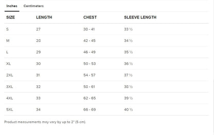 Size Guide Inches Baphomet sweater