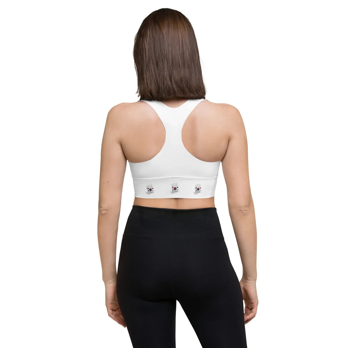 South Korea flag longline sports bra, back view