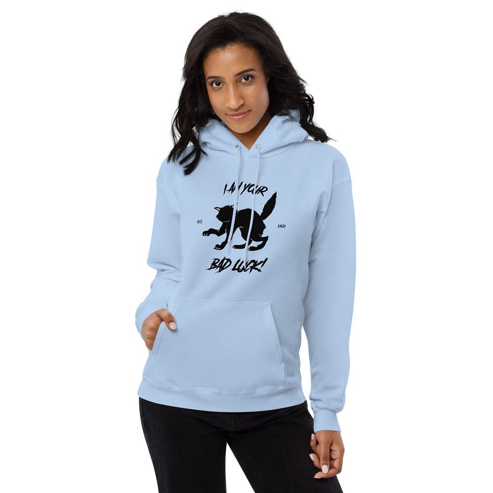 Spooky black cat sweatshirt with front pouch pocket and matching drawstrings