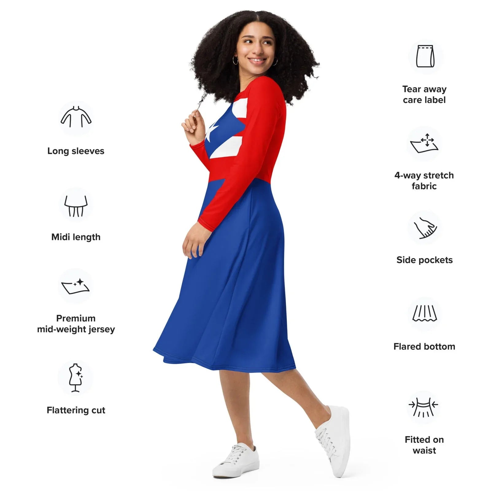 Puerto Rico Dress | Long Sleeve Midi Dress | YVDdesign Puerto Rico Dress | Long Sleeve Midi Dress | YVDdesign