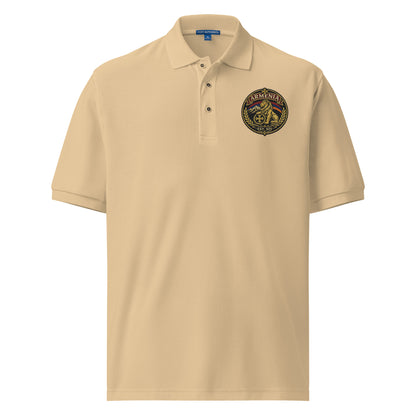 Stone Armenian heritage embroidered polo shirt with lion crest