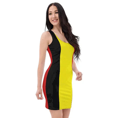 Stretch Belgian flag bodycon dress for Belgium National Day celebration